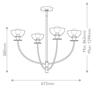 Alora Mood ALM-SYLVIA4-BG-CL - Lampadario a stelo SYLVIA 4xE14/40W/230V dorato