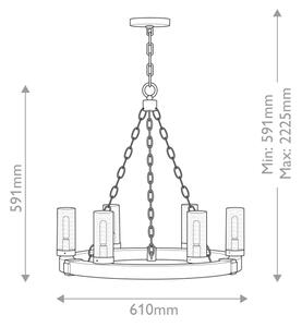 Hinkley HK-SAWYER6-SQ - Lampadario a sospensione con catena SAWYER 6xE14/40W/230V marrone