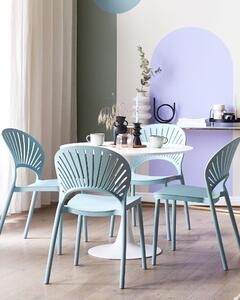 Set di 4 sedie da pranzo in plastica blu per interni ed esterni da giardino impilabili in stile minimalista Beliani