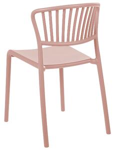Set di 4 sedie da pranzo in plastica rosa per interni ed esterni da giardino impilabili in stile minimalista Beliani