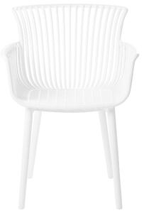 Set di 4 sedie da pranzo in plastica bianca per interni ed esterni da giardino con braccioli in stile minimalista Beliani