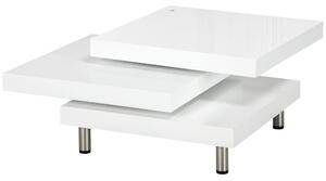 HOMCOM Tavolino da Caffè da Salotto e Studio, a 3 Livelli in MDF con 2 Piani Rotanti, 60x60x33.5 cm, Bianco