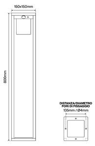 Paletto Lanterna Solare 80cm Nero con Sensore + Picchetto Colore Bianco Naturale 4.000K