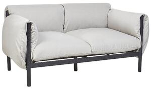 Set di divani da giardino a 5 posti in alluminio Telaio in alluminio nero Cuscini in tessuto idrorepellente grigio chiaro 2 posti e 3 posti Beliani