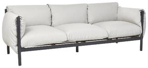 Set di divani da giardino a 5 posti in alluminio Telaio in alluminio nero Cuscini in tessuto idrorepellente grigio chiaro 2 posti e 3 posti Beliani