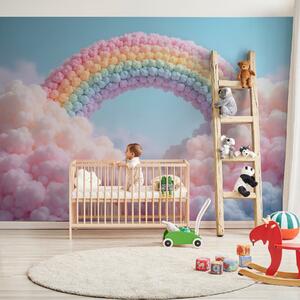 Carta da parati Arcobaleno soffice su nuvole, dipinto, Carta da parati per Bambini, Carta da parati per bambini Arcobaleno, w02615 : Uwalls.it