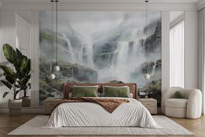 Carta da parati Cascata in mezzo alla nebbia, Carta da parati Cascata, Carta da parati popolare, w08572 - Tapeko.it