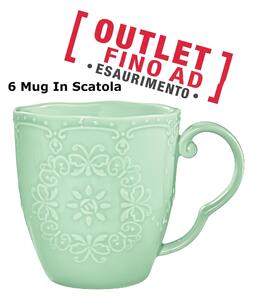 Mug in porcellana colorata a rilievo confezione da 6 Pezzi Dimensioni 8 x 15,5 cm -Ml 300 colore verde