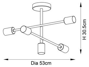 Endon 98786 - Lampadario a stelo SOHAN 5xE27/10W/230V ottone