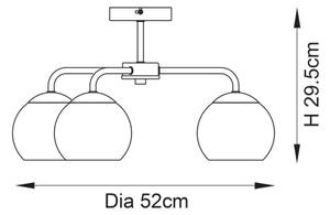 Endon 97971 - Plafoniera DIMPLE 3xE14/25W/230V cromo lucido/grigio fumé