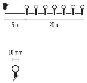Catena LED 200 LED / 8 funzioni, 25 m, IP44, multicolore