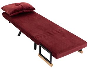 HOMCOM Poltrona Letto Imbottita 3 in 1 con Schienale Reclinabile in 5 Posizioni e Cuscino, 63x73x81 cm, Rosso Vino | Aosom Italy