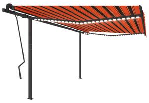 Tenda da Sole Retrattile Manuale LED 4,5x3,5 m Arancio Marrone