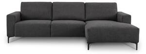 Divano angolare color antracite (con penisola a destra/con chaise lounge) con rivestimento in ciniglia Fabian – Scandic