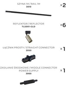 Zuma Line 3022 - Faretto per sistema a binario TUBE 6xGU10/35W/230V nero/oro