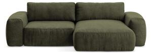 Divano angolare verde allungabile (con penisola a destra/con chaise lounge) con rivestimento in ciniglia Kuki – Makamii