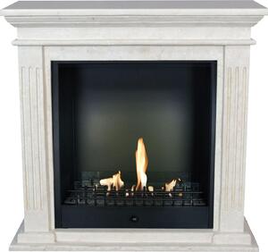Caminetto a etanolo Xaralyn - Cadiz BCL-SWP - pietra naturale levigata bianca - riscaldamento a 3 kW - caminetto da incasso incluso - caminetto decorativo
