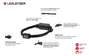 Ledlenser NEO5R - lampada frontale ricaricabile a LED dimmerabile, 1800 mAh, IP54, 600 lm, autonomia fino a 35 h, nera