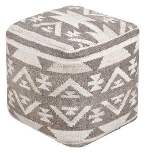 AXEL - pouf in lana avorio con decoro 40 x 40