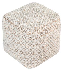EWAN - pouf in lana avorio con decoro 40 x 40
