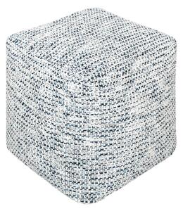 IVOR - pouf in lana avorio con decoro 40 x 40