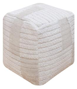KURT - pouf in lana avorio con decoro 40 x 40