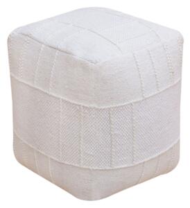 ORSON - pouf in lana avorio con decoro 40 x 40