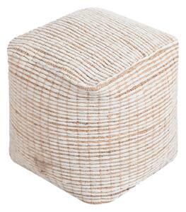 MARLENE - pouf in lana avorio con decoro 40 x 40