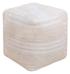 MIRANDA - pouf in lana avorio con decoro 40 x 40