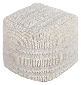 TESSA - pouf in lana avorio con decoro 40 x 40