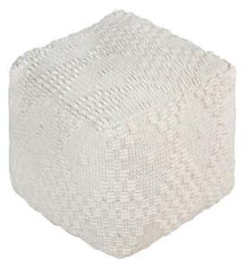 VALZER - pouf in lana avorio con decoro 40 x 40