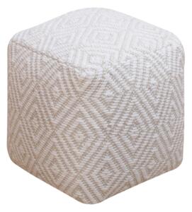 WOLF - pouf in lana avorio con decoro 40 x 40