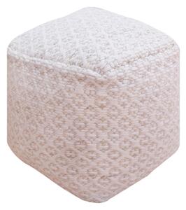 TRAVIS - pouf in lana avorio con decoro 40 x 40