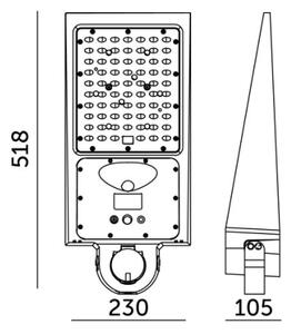 Lampione solare stradale LED con sensore STREET LED/30W/9,6V 3000/4000K 6000 mAh IP65