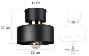 Plafoniera IGNIA 1xE27/60W/230V nero/oro