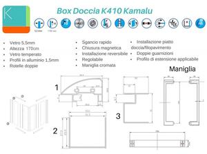 Box doccia 70x90 altezza 170cm trasparente K410 - KAMALU