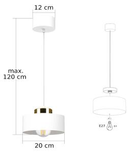 Lampada a sospensione con cavo IGNIA 1xE27/60W/230V bianco/oro