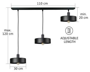 Lampadario con cavo ARCANE 3xE27/60W/230V nero