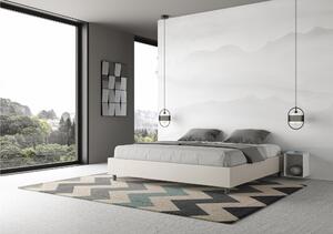 Letto Matrimoniale alla AZELIA KING SIZE, Similpelle Dimensioni 180x200 cm giroletto imbottito effetto trapuntato colore Cappuccino