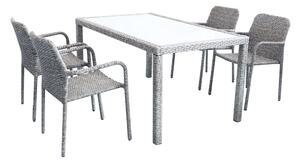 AXONA - set tavolo in alluminio e teak cm 150 x 90 con 4 poltrone Axona