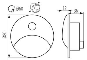 Kanlux 39123 - Lampada LED per gradini con sensore EXIN, 2,5 W/230 V, 3000 K, IP65, bianca rotonda