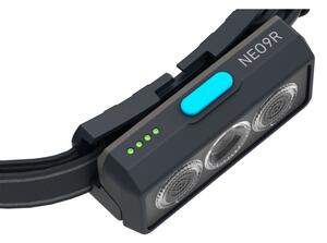 Ledlenser NEO9R-LED Lampada frontale ricaricabile a LED dimmerabile, batteria 5000 mAh, IP54, 1200 lm, autonomia fino a 120 h, nero/blu