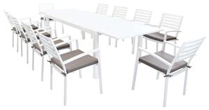 DEXTER - set tavolo in alluminio cm 200/300 x 100 x 74 h con 10 poltrone Dexter