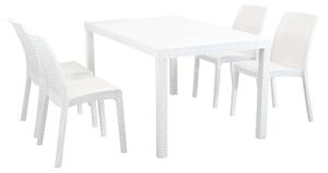 CALIGOLA - set tavolo in alluminio e teak cm 150 x 90 x 74 h con 4 sedie Alma