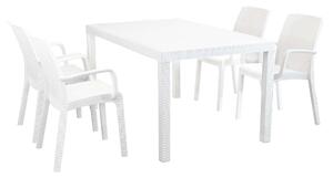 CALIGOLA - set tavolo in alluminio e teak cm 150 x 90 x 74 h con 4 poltrone Alma