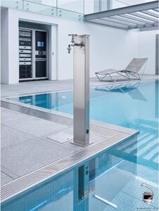 Fontana da Giardino con Rettangolare un rubinetto INOX Belfer Dimensioni 12x12xh 86 cm - peso 20 kg con tubo rubinetto, Inox AISI 316 Colore