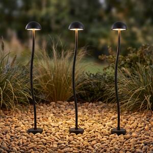 Lampada LED con picchetto Lindby Soremi, nera, set da 3, IP44 Soremi, Nero, Alluminio, Moderno