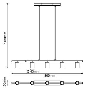 Brilliant - Lampadario a sospensione con cavo KERRY 5xE27/40W/230V nero/ottone