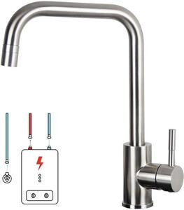 Rubinetto da cucina a pressione, rubinetto girevole a 360 gradi in acciaio inossidabile, facile da smontare e pulire, rubinetto per boiler (tipo L, acciaio inossidabile)