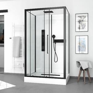 Doccia completa MARWELL Doccia completa bianca Rettangolo 90 x 115 x 215 cm - Set completo incl. piatto doccia e rubinetto - Cabina doccia con ingresso frontale e profilo in alluminio di alta qualità